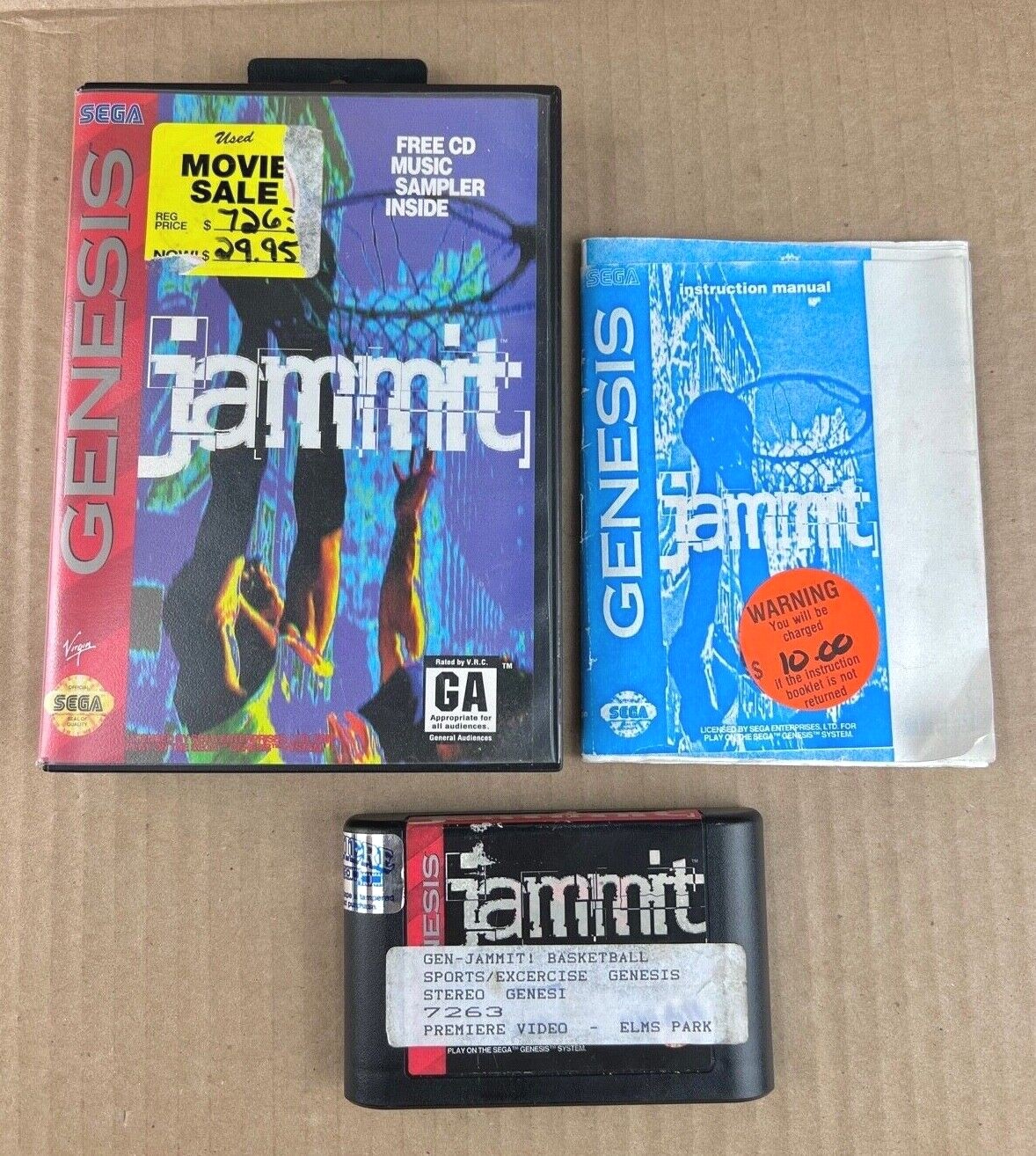 Vintage 1994 Sega Genesis Basketball Video Game Jammit Tested Read Description