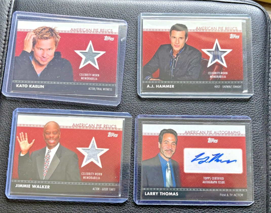 2011 TOPPS AMERICAN PIE LARRY THOMAS SEINFELD SIGNED AUTO CARD + 3 RELICS + BOX