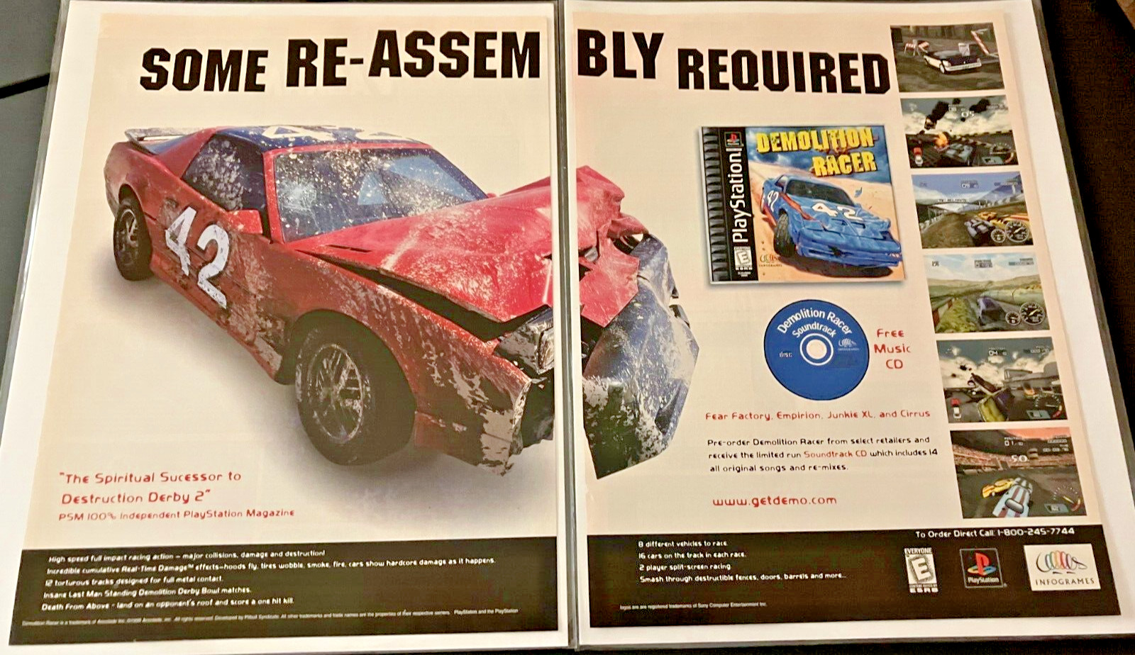 Demolition Racer - Vintage Racing Gaming Print Ad / Poster / Room Wall Art  MINT