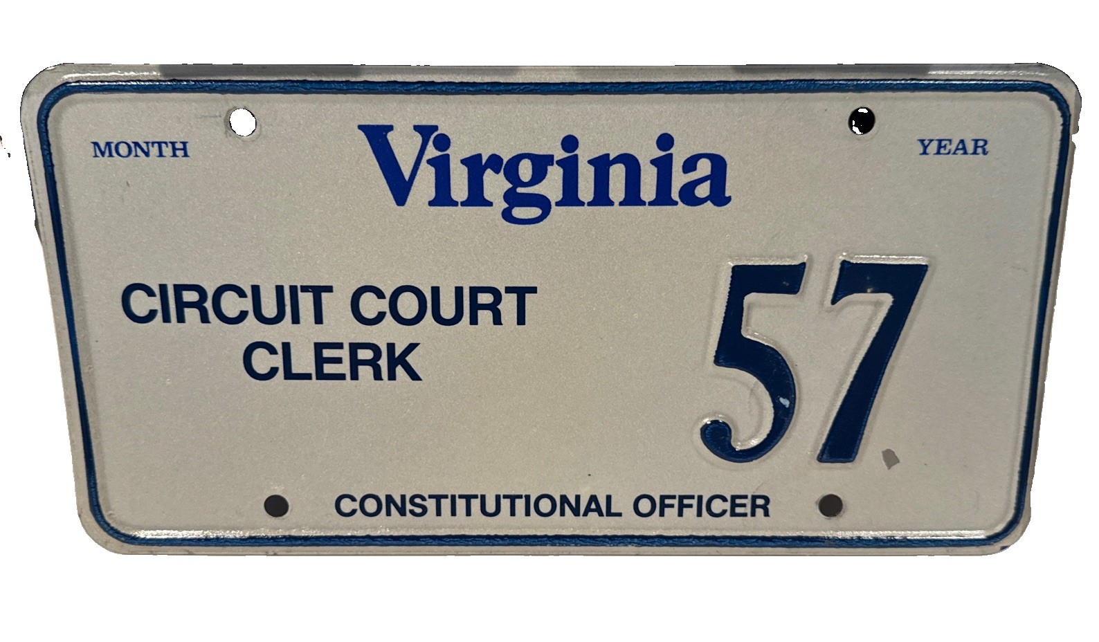 Exp Va Vanity Personalized License Plate Circuit Court Clerk 57 Government Tag