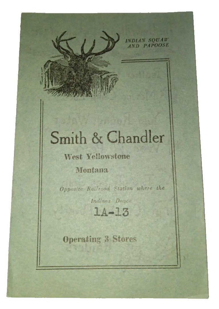 Antique Vtg Smith & Chandler Store Brochure Yellowstone Native American Symbols