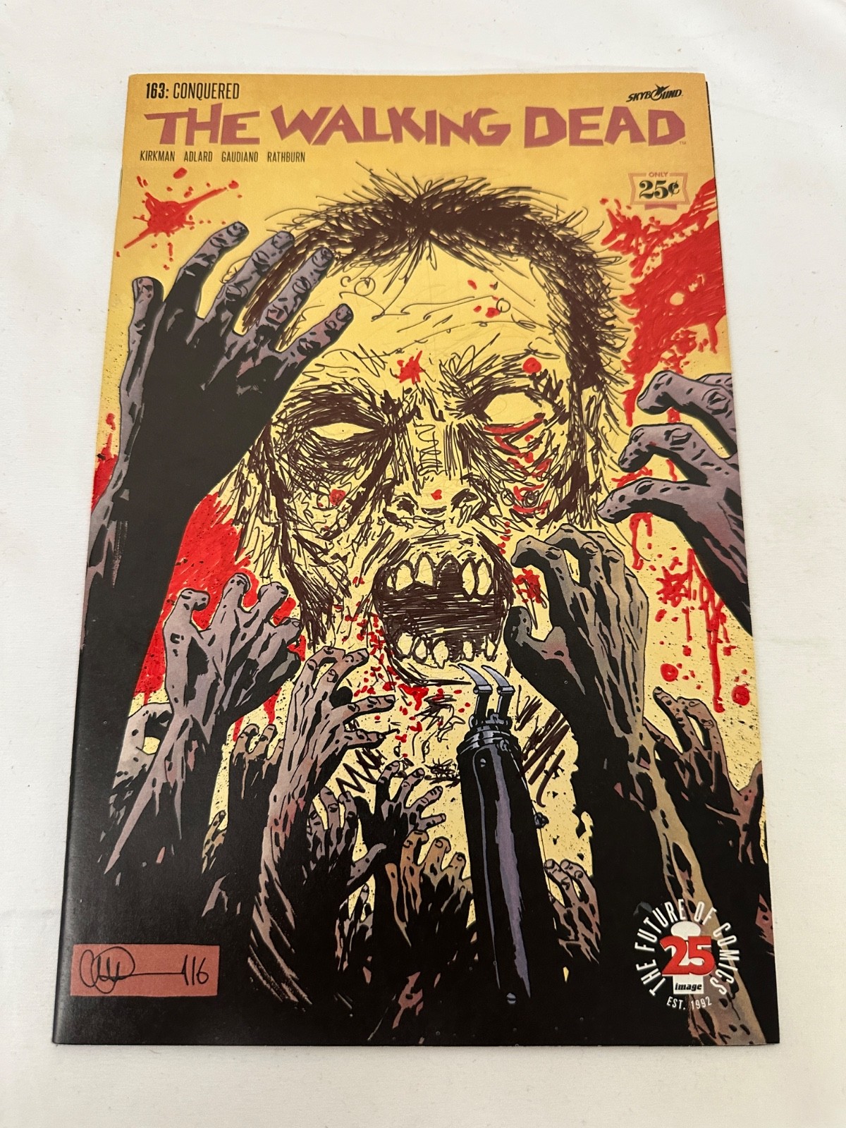 THE WALKING DEAD #163 CONQUERED ZOMBIE SKETCH ART COVER SIGNED COMIC