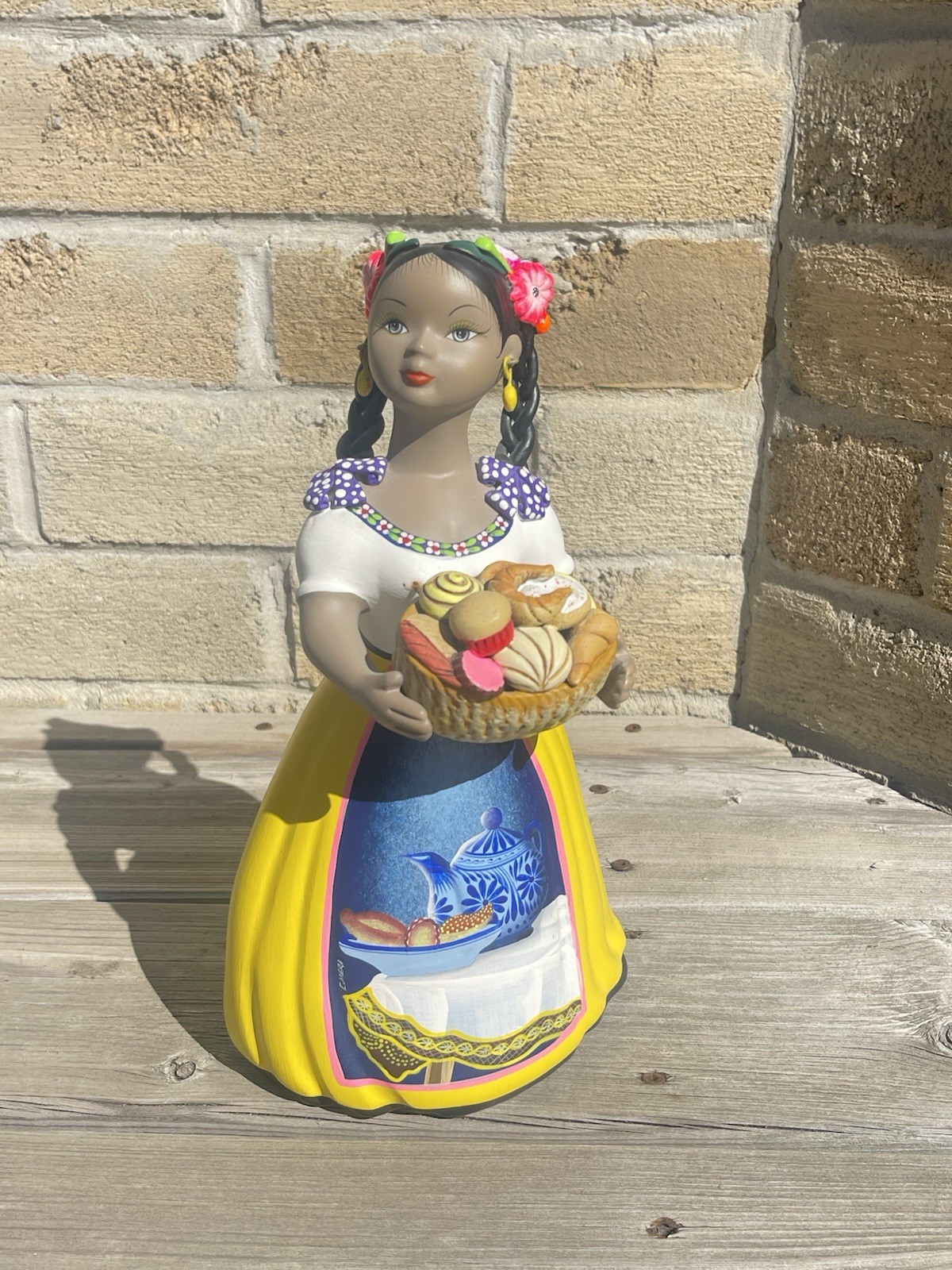 NAJACO Vibrant Lupita Pottery Doll Mexican Folk Art  - 11x7x5  Inches