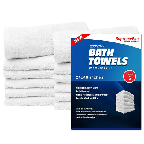 New White Cotton Bath Towels 24x48 inch Soft, Highly Absorbent & Quick Dry Towel
