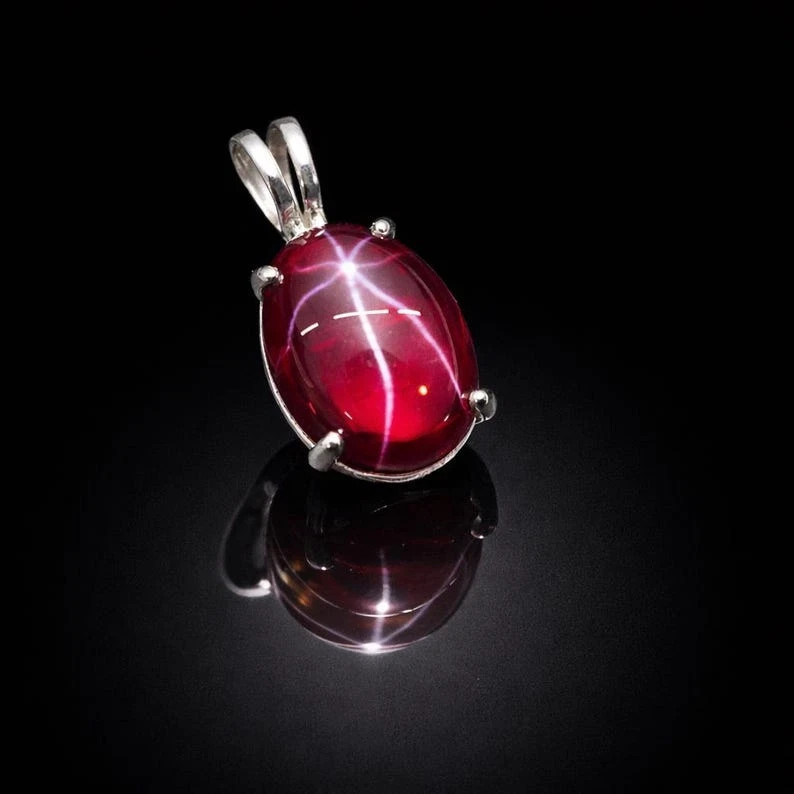 20 Ct Certified Natural Red Star Ruby 925 Solid Silver Pendant Loose Gemstone