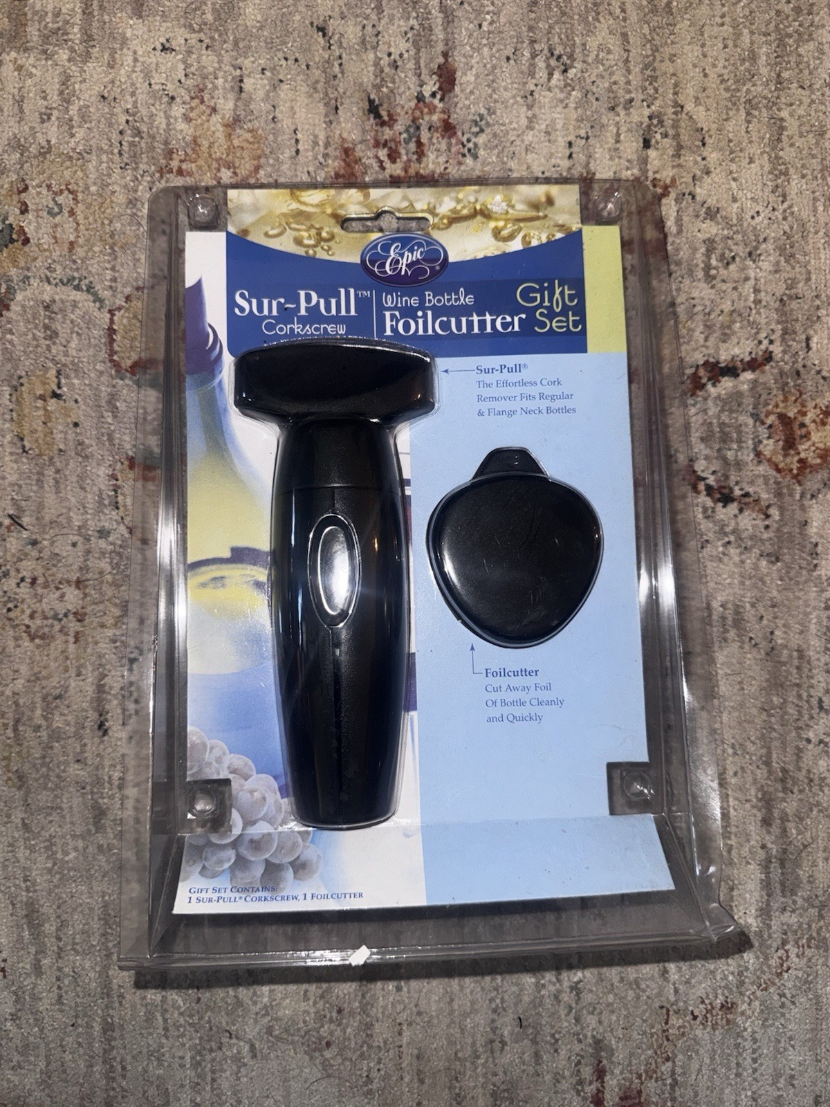 Vintage Epic Sur-Pull Corkscrew and Foilcutter Gift with ergonomic corkscrew