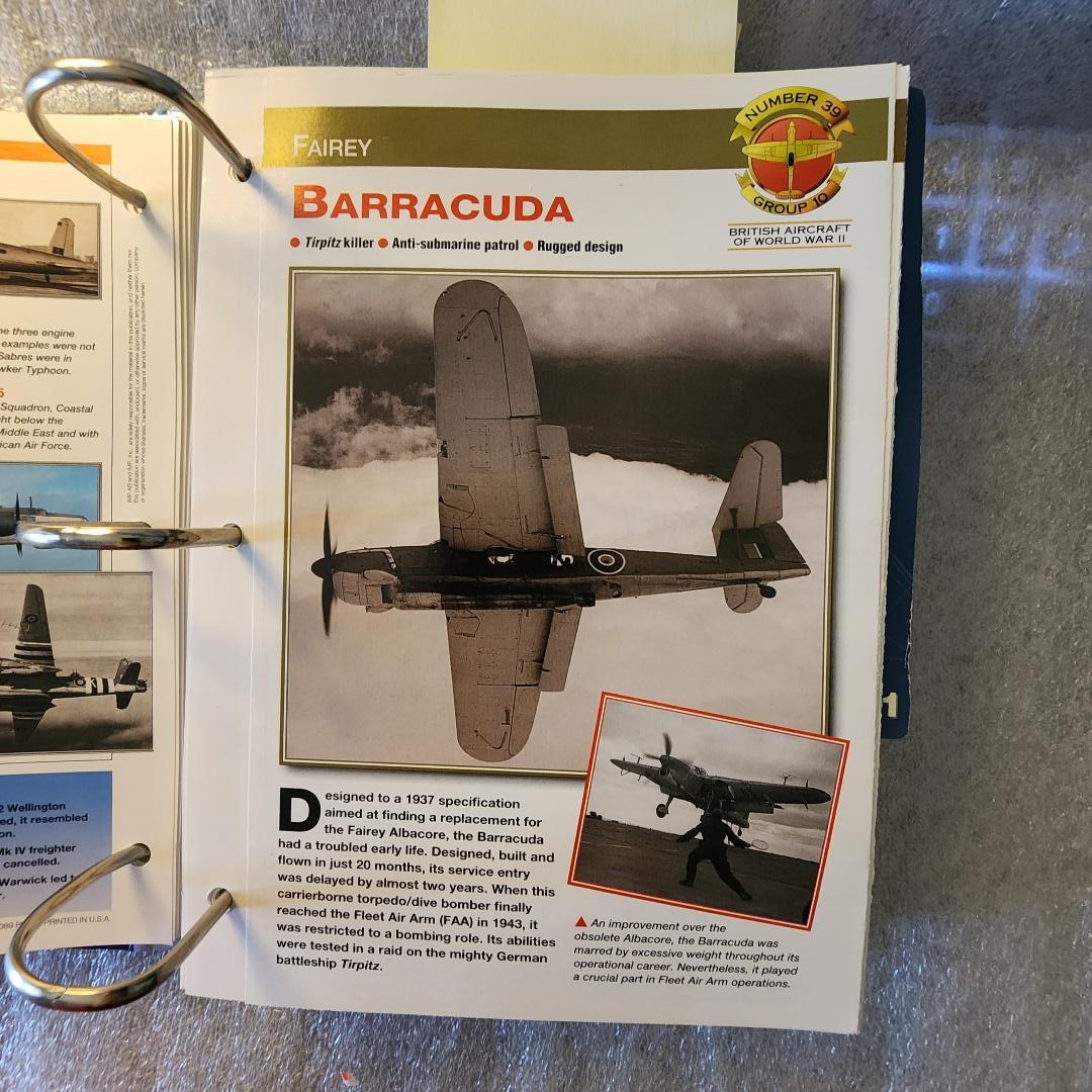AIRCRAFT OF THE WORLD BRITISH AIRCRAFT OF WW2 FOLD OUT CARD BARRACUDA