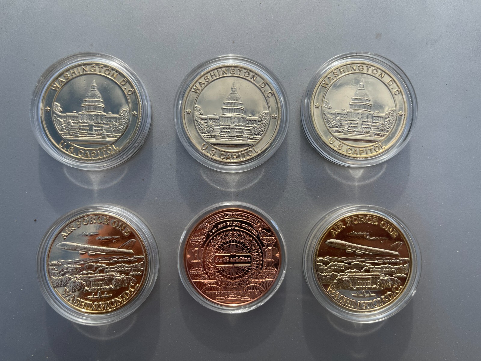 SEAL OF THE PRESIDENT AIR FORCE ONE  CHALLENGE COIN QTY2 plus CAPITAL COINS QTY3