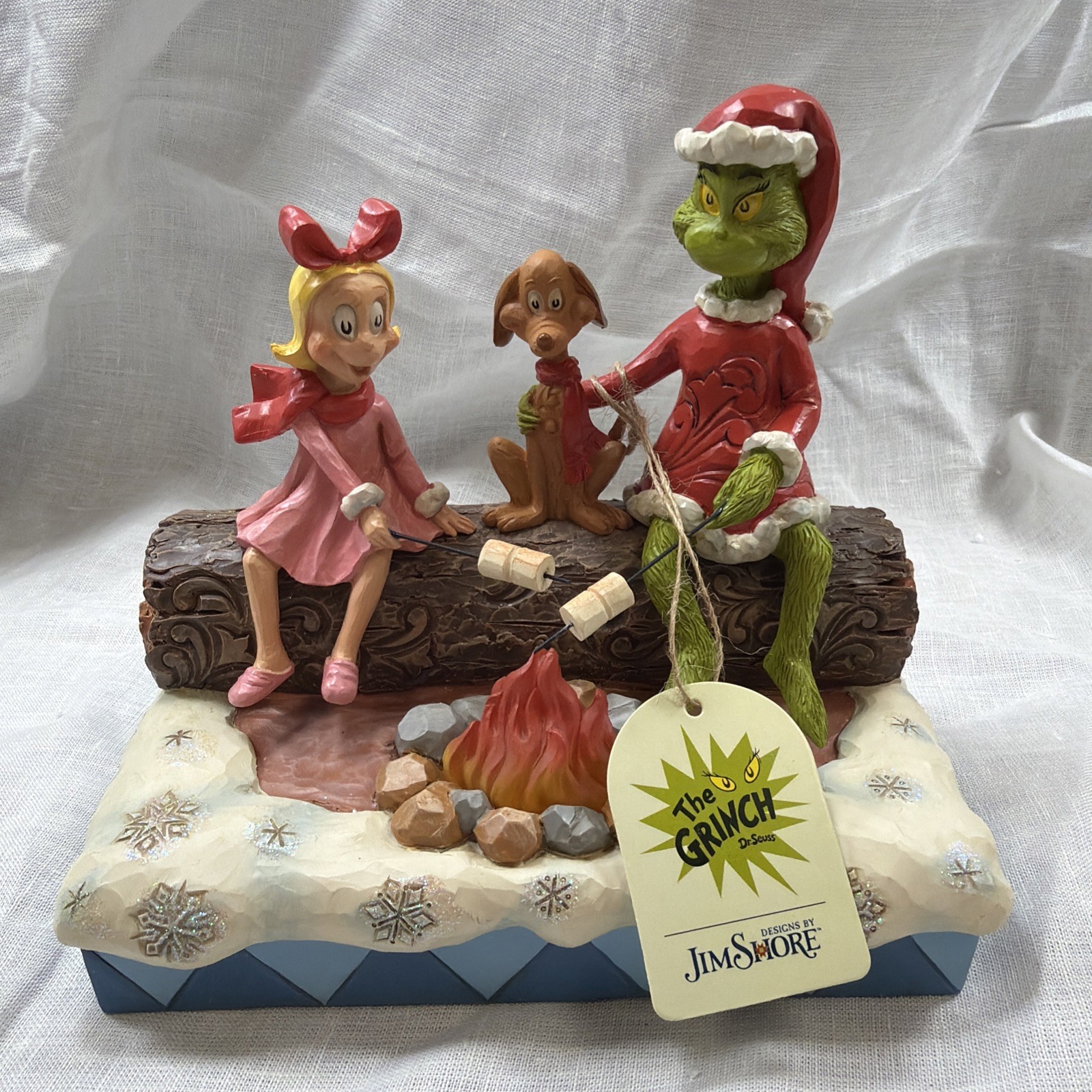 Jim Shore Grinch, Max, and Cindy Roasting Marshmallows 6017072 New for 2025