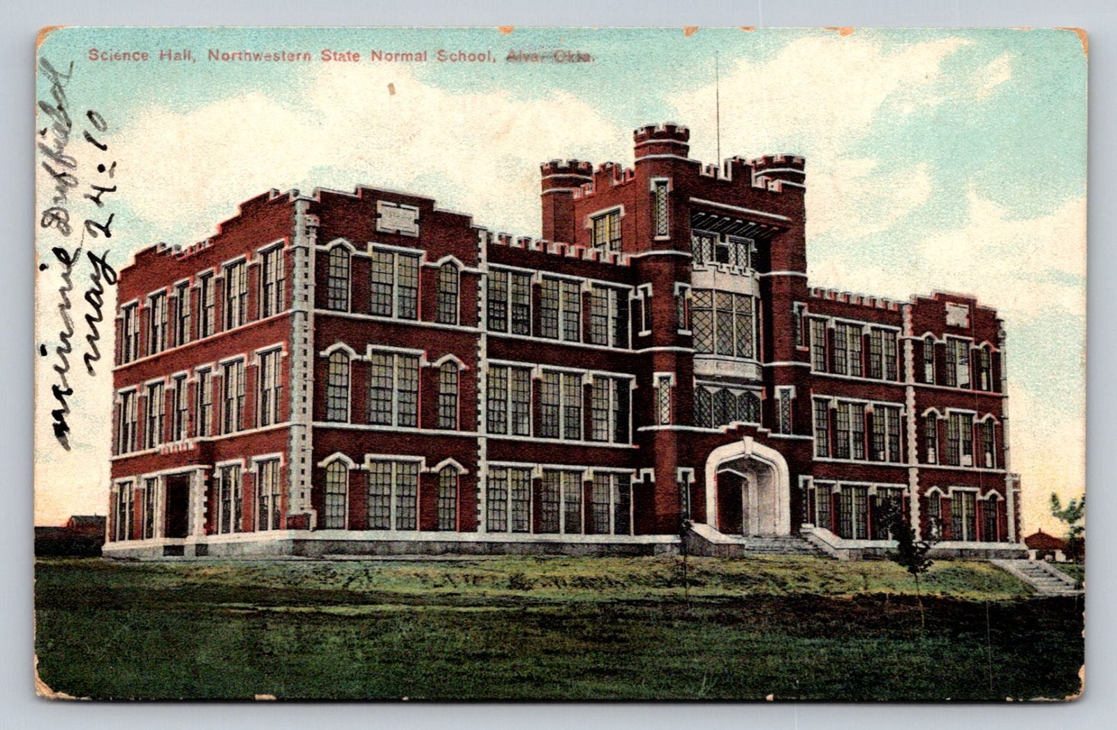 Alva Oklahoma Science Hall Northwestern State Normal School Postcard N036