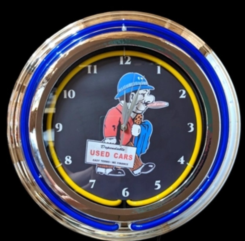 Used Cars Double Band Neon Clock