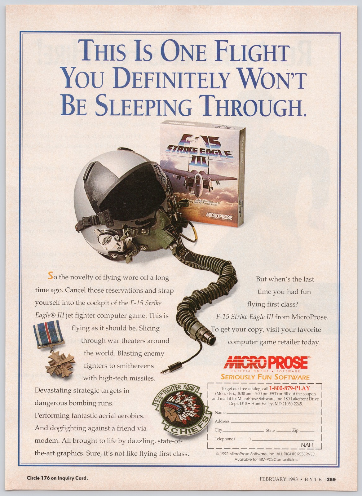 MicroProse F-15 Strike Eagle III Vintage Print Ad 1993 Jet Fighter Game
