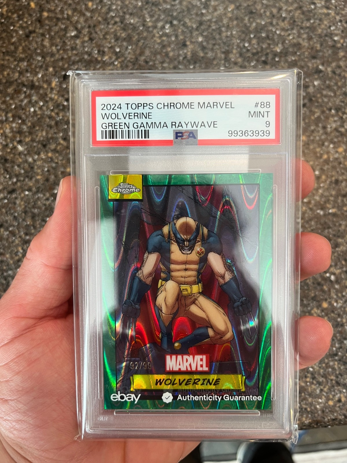 2024 topps chrome wolverine /99 green wave parallel PSA 9 rare wolverine card