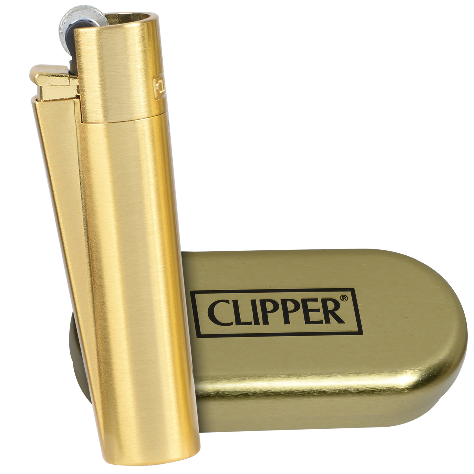 Clipper Metal Lighter - Refillable, Includes Case. Gold Style Butane Lighters