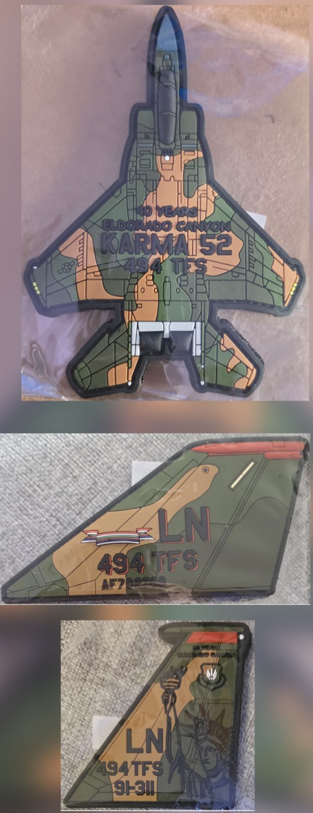 USAF El Dorado Canyon \'Karma 52\' RAF Lakenheath Commemorative 3D PVC Patch Set
