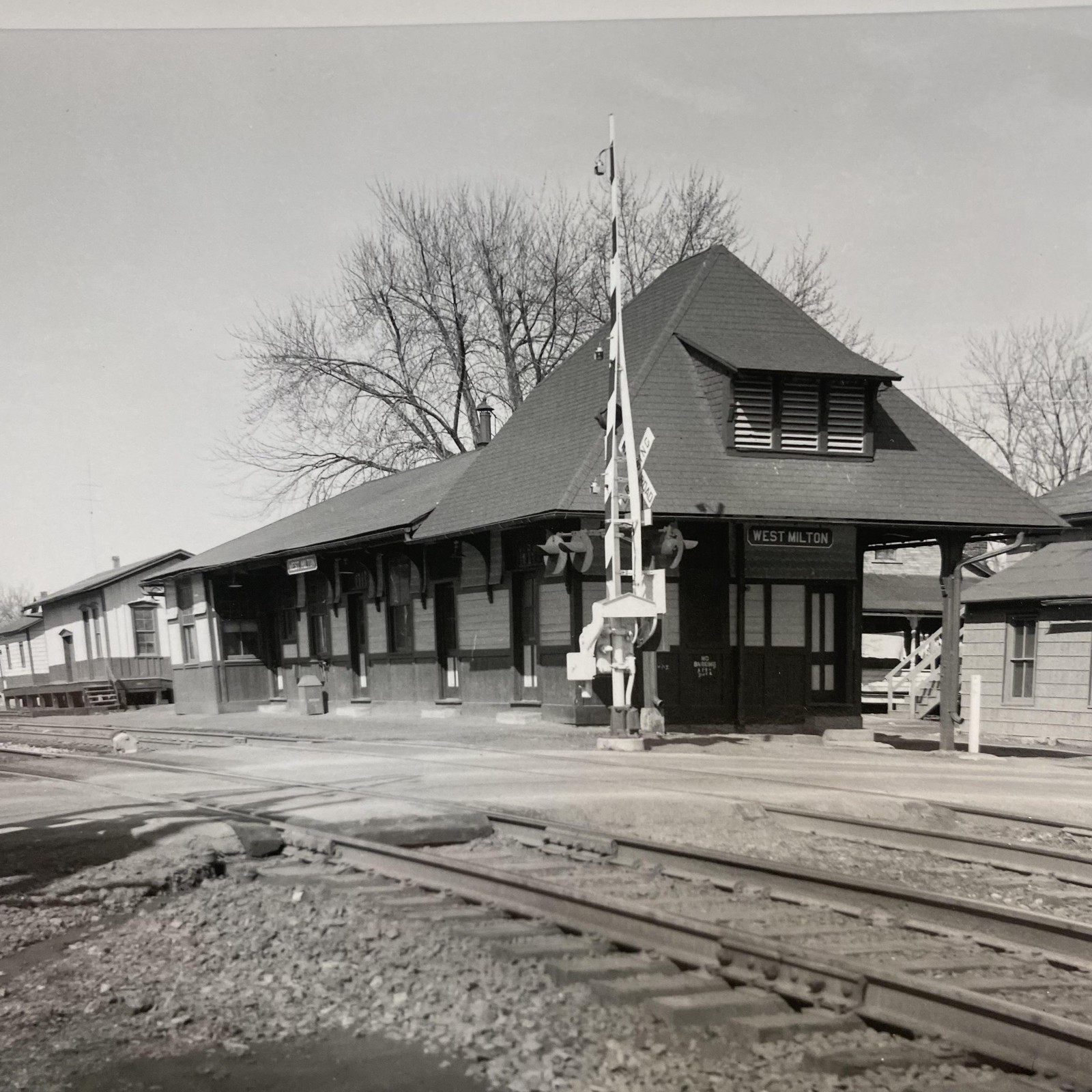 Vtg West Milton Railroad Depot Station Photo 4x5 B&W Gelatin Silver Original