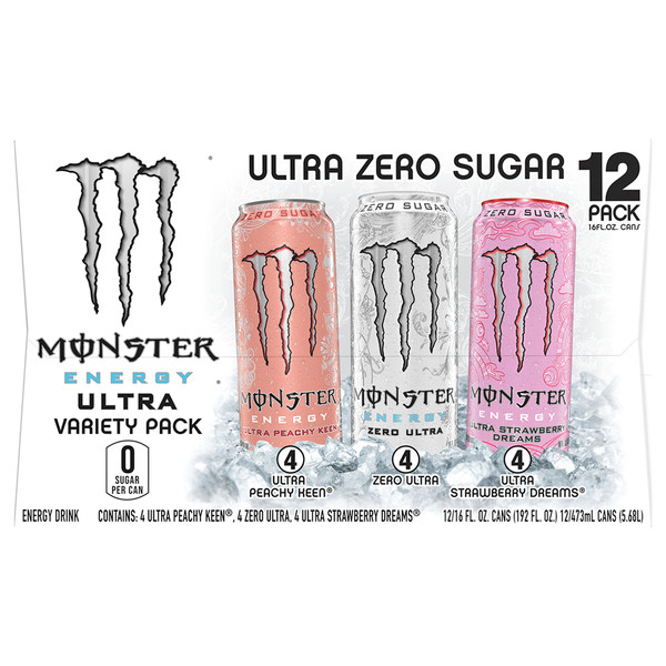Monster Energy Drink Variety Pack Ultra Peachy Keen Zero Ultra Strawberry Dreams