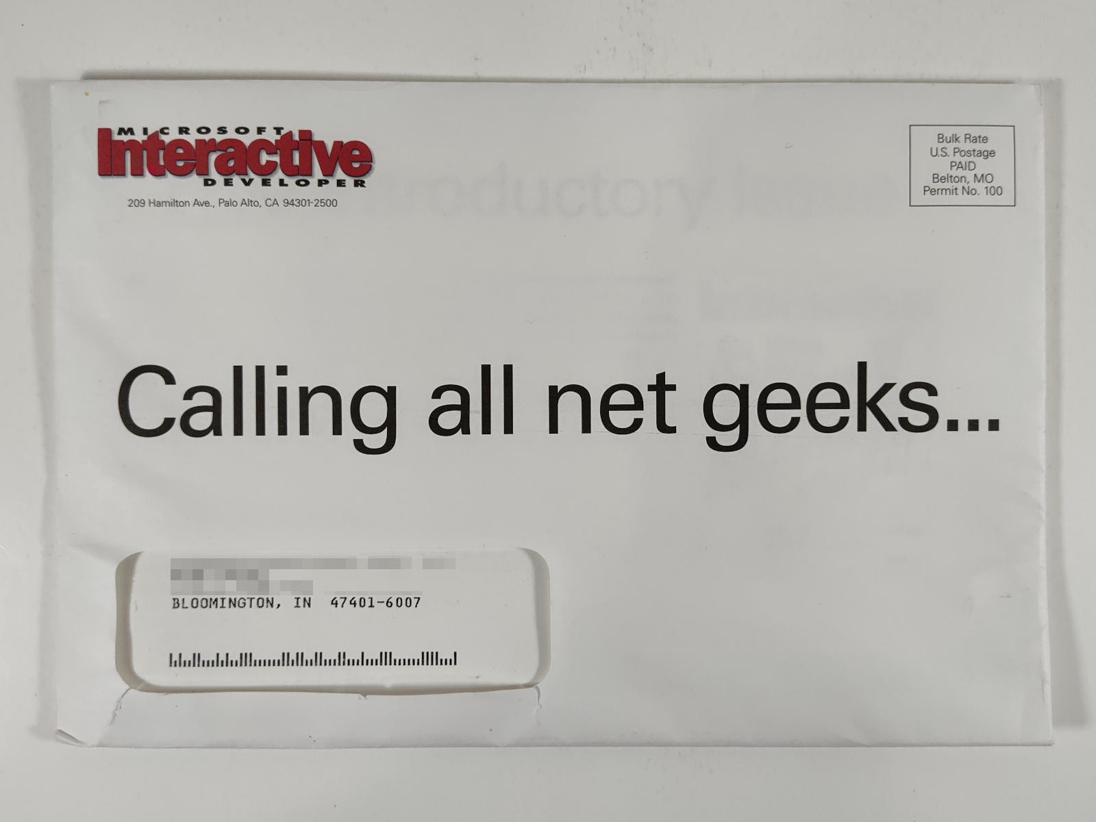 1997 Sealed Microsoft Interactive Developer Envelope 