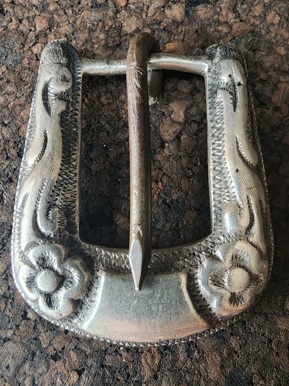 Sicivcino 900 Silver Western Ranger Flower Swirl Belt Buckle - See Makers Mark 