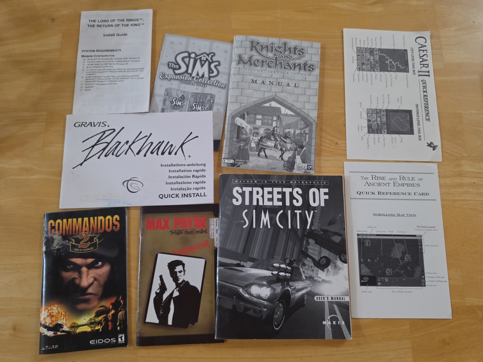 Lot Of Vintage Pc Video Game Manuals (Sim City, Knights And Merchants, Caesar)