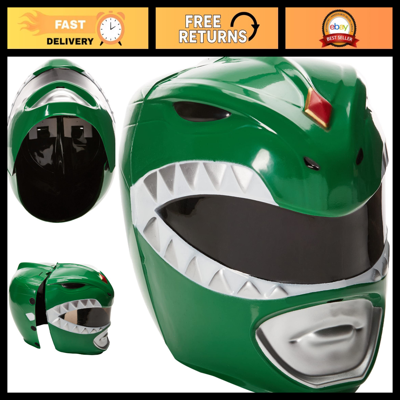 Men's Green Ranger Adult Helmet - Cosplay Costume Accessory, Perfect for Parties