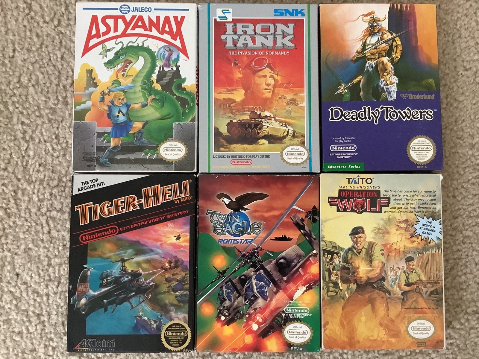 NES Lot Astyanax Operation Wolf Tiger Heli Iron Tank Twin Eagle Deadly Tower CIB