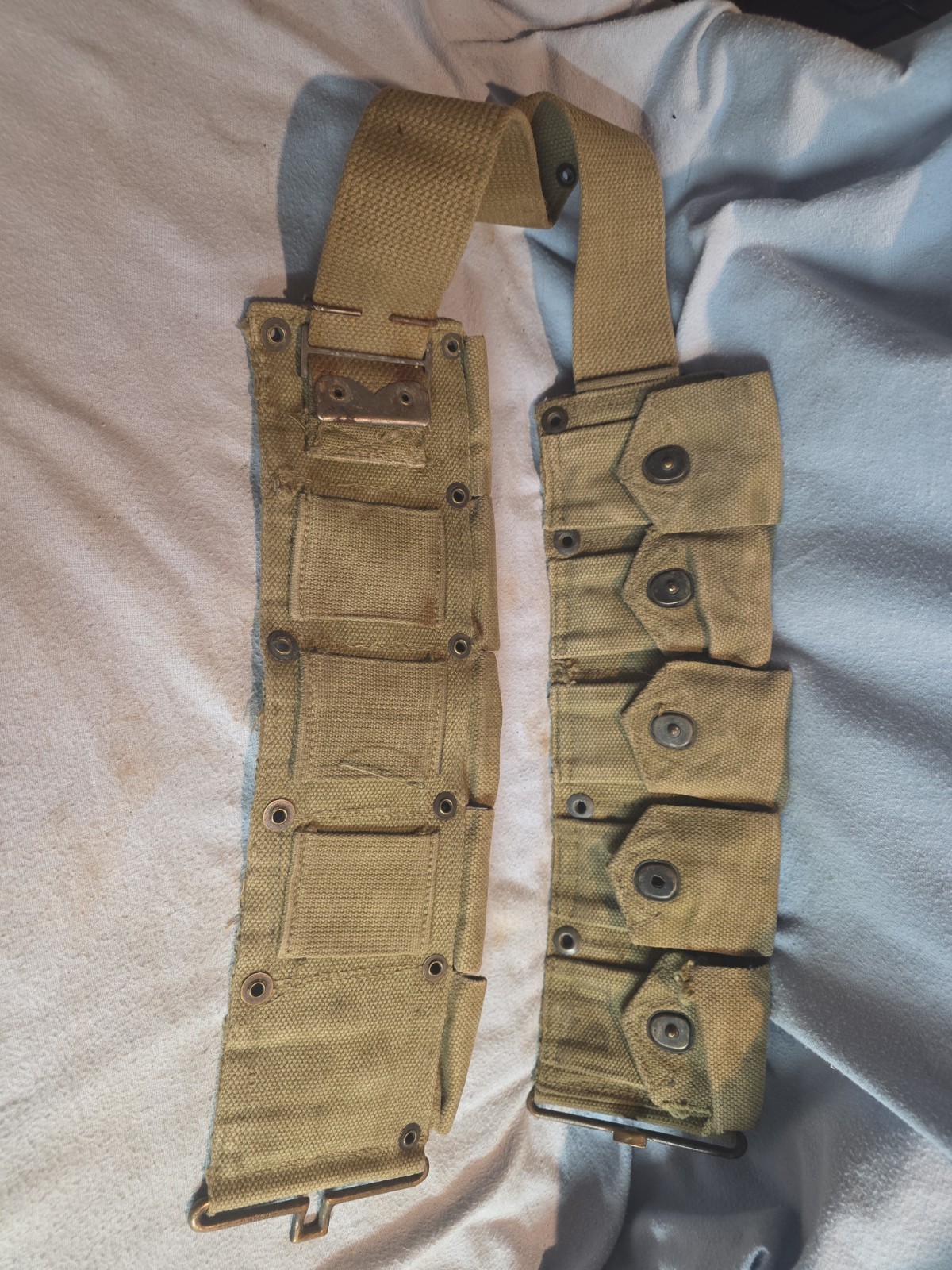 WW2  CARTRIDGE BELT RARE MANUFACTURER STAMP - USMC Used 1942 Date