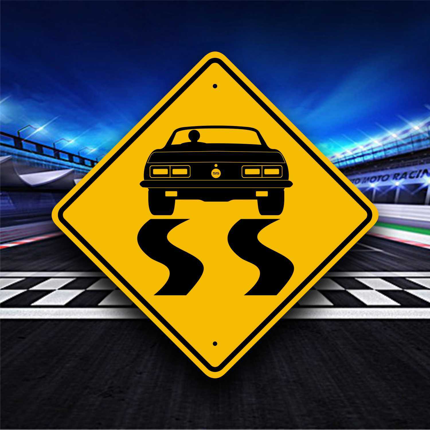 Muscle Car Burnout Sign- '68 Camaro SS - Chevy Super Sport -Hot Rod Garage Decor