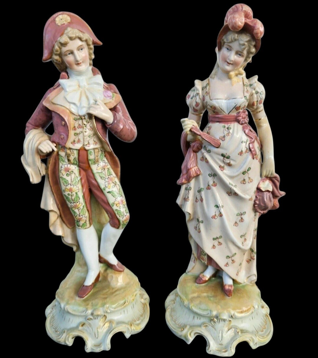 Antique German Wallendorf Pair Porcelain Figurines Courting Couple