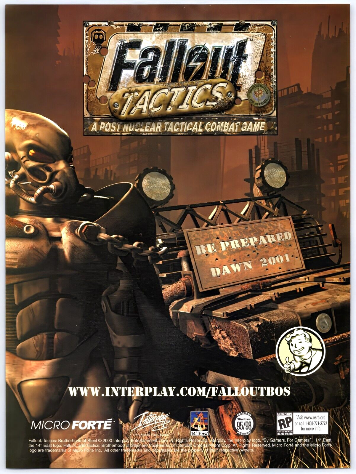 Fallout Tactics - PC Brotherhood of Steel - Original Print Ad/Poster Promo 2000