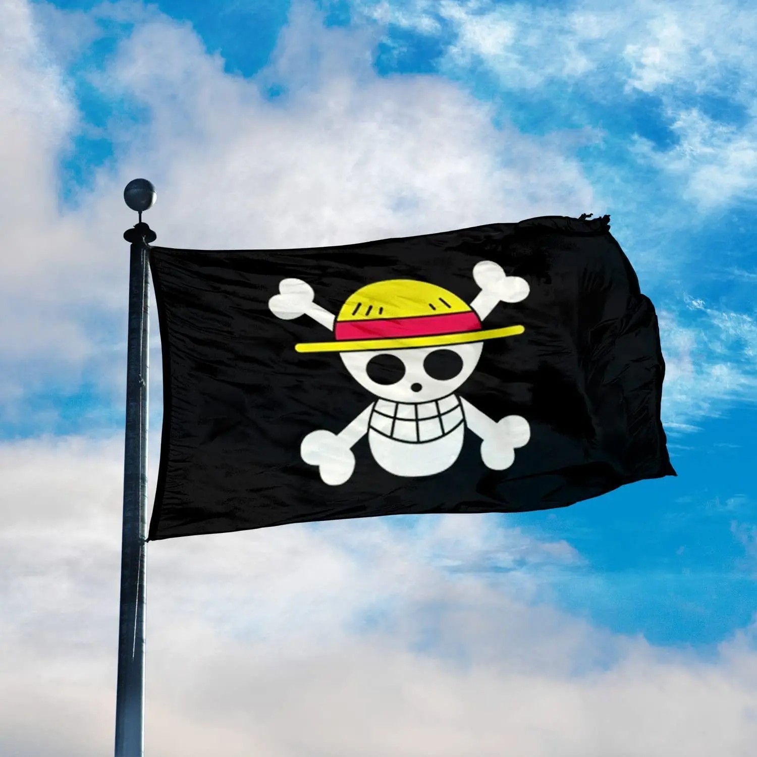 3x5 Ft One Piece Luffy\'s Straw Hat Pirate Flag High Quality Polyester Banner