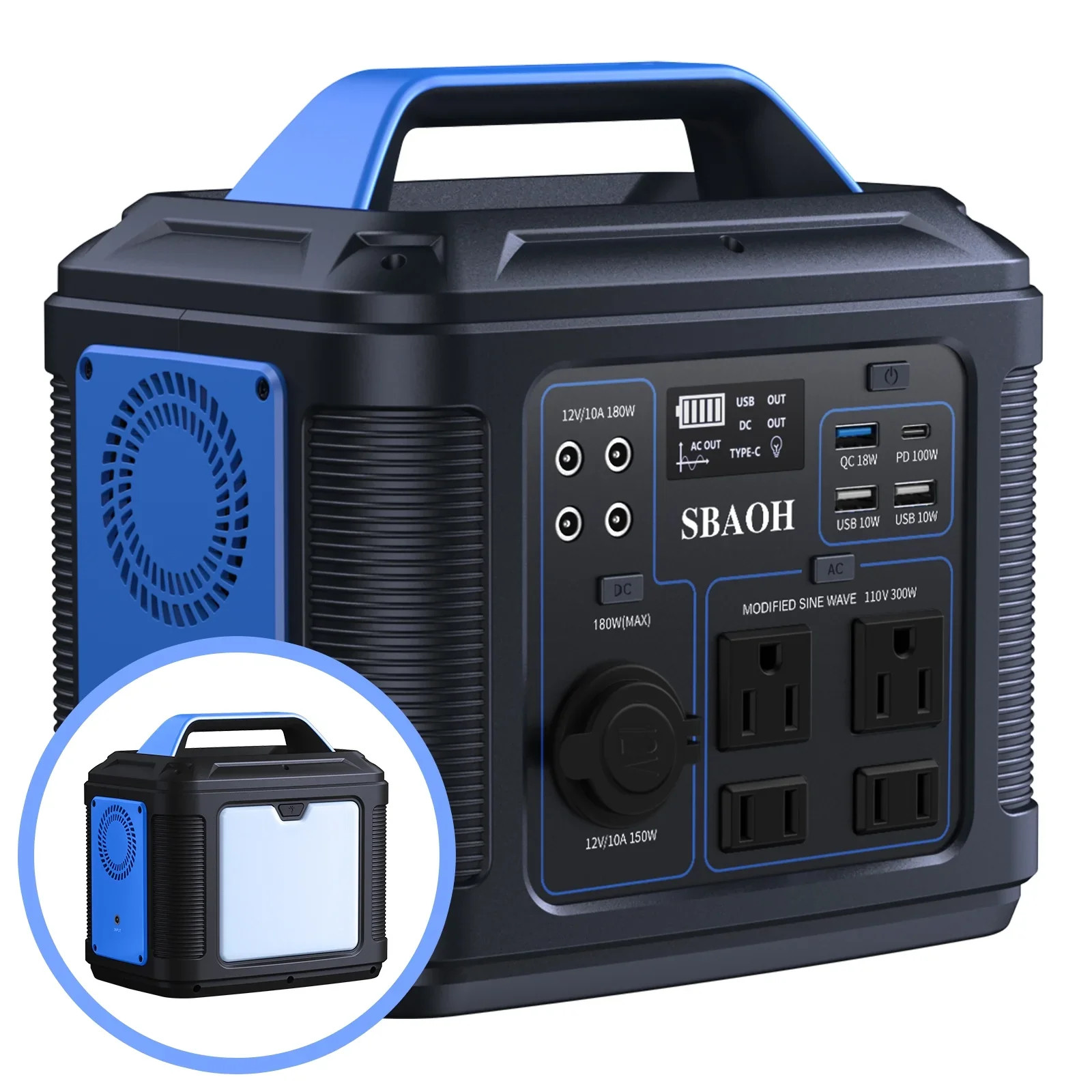 Portable Power Station, 300W 296Wh Solar Generator 80000Mah Lithium Battery