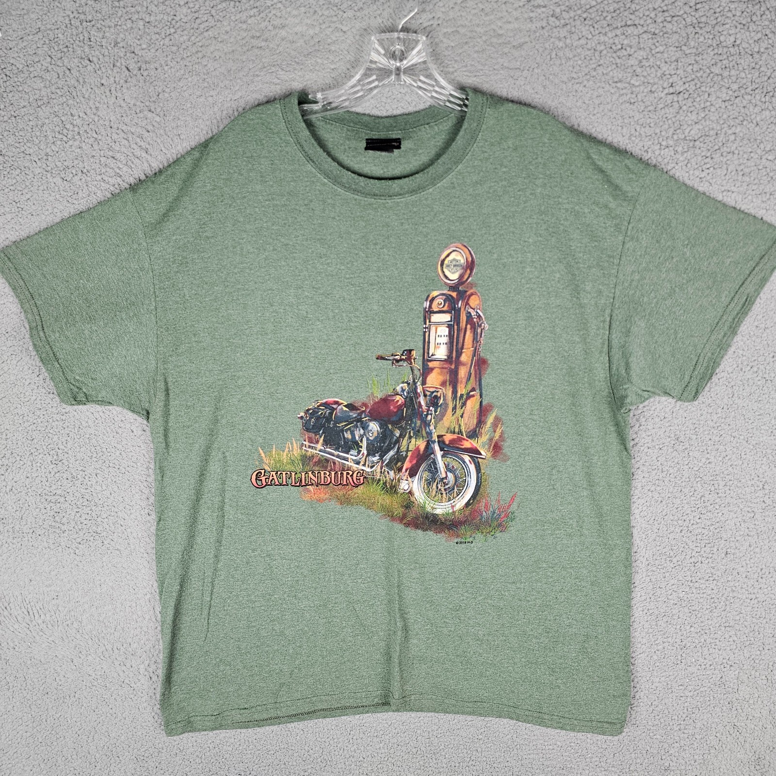 Harley Davidson T-Shirt Mens XL Green Hillbilly Gatlinburg Double-Sided Graphic