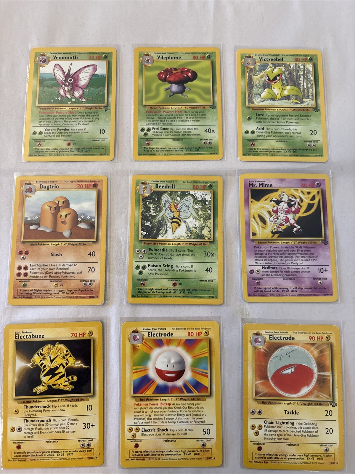 Pokemon Vintage Non Holo Rare lot of 9 cards