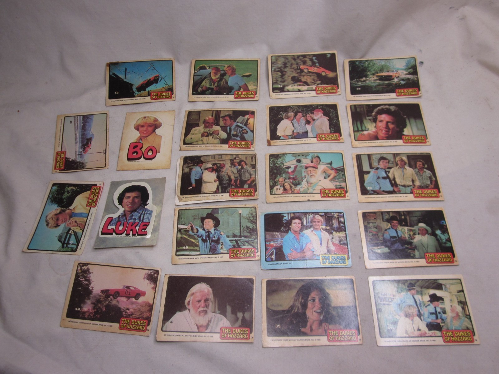 vintage THE DUKES OF HAZZARD cards card lot + stickers *PLEASE NOTE: condition