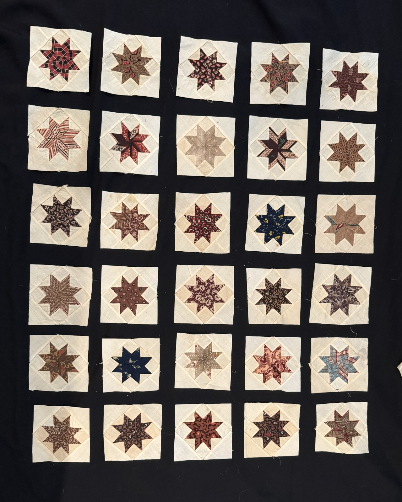 Antique 1840 Eight-Pointed Star in a Square Quilt Blocks # 1