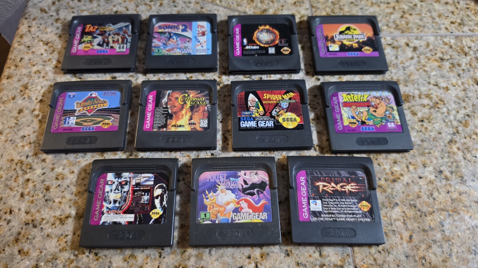 Sega Game Gear 11 Game Lot - Spider-Man, NBA Jam, Primal Rage, T2, Sonic +More*