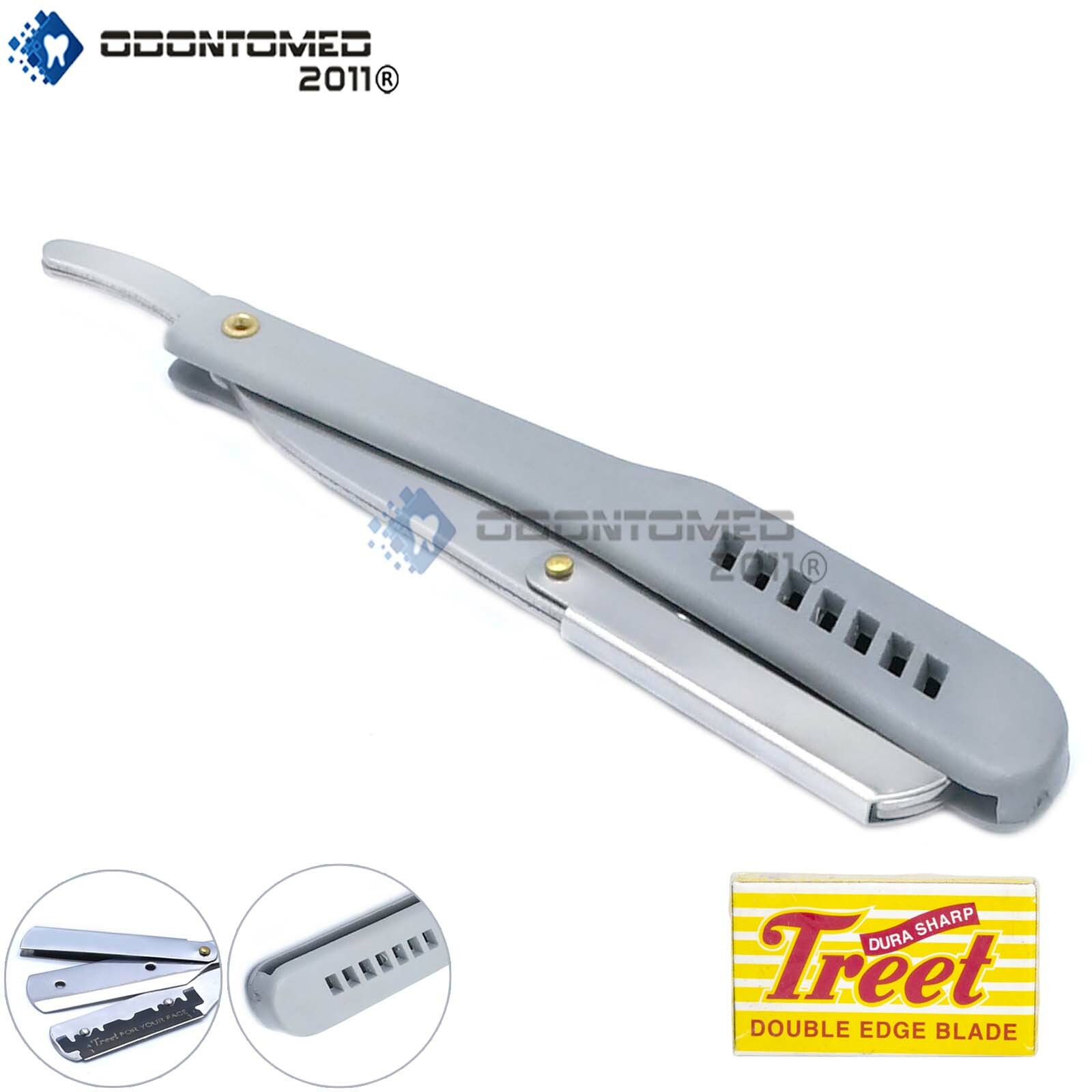 Professional Barber Manual Folding Razor Men Stylish Gray Handle Blades BTS-355