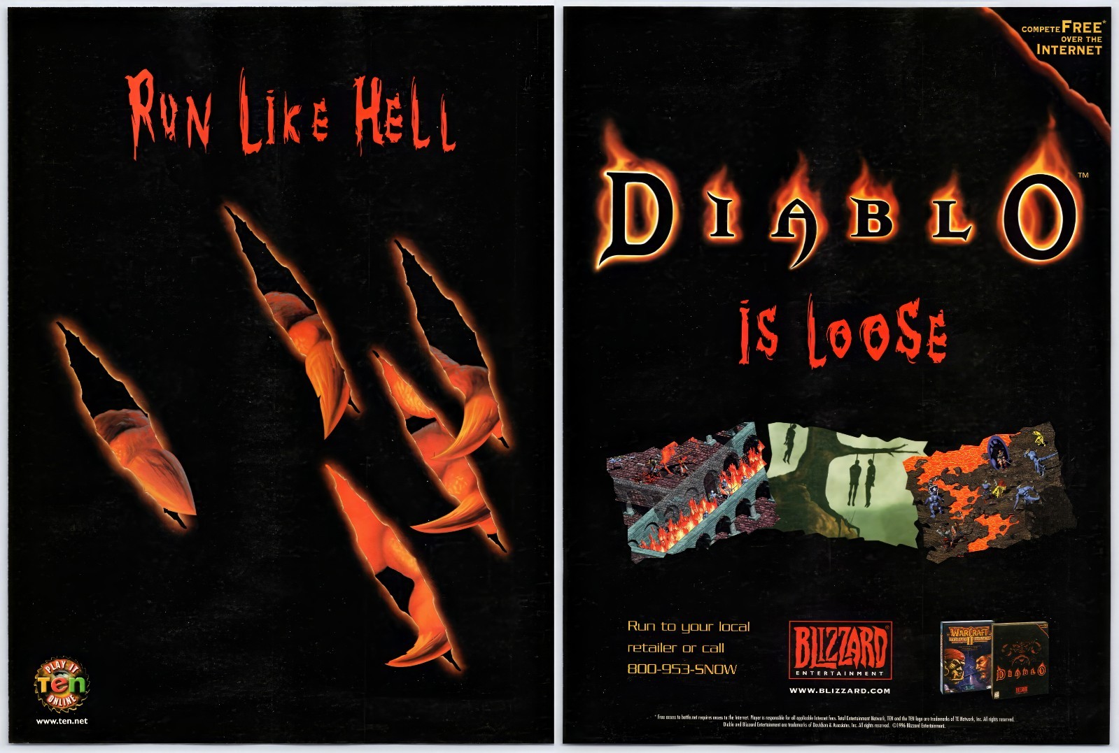 Diablo - PC Game - Vintage Original Print Ad/Poster Blizzard Promo Art 1996