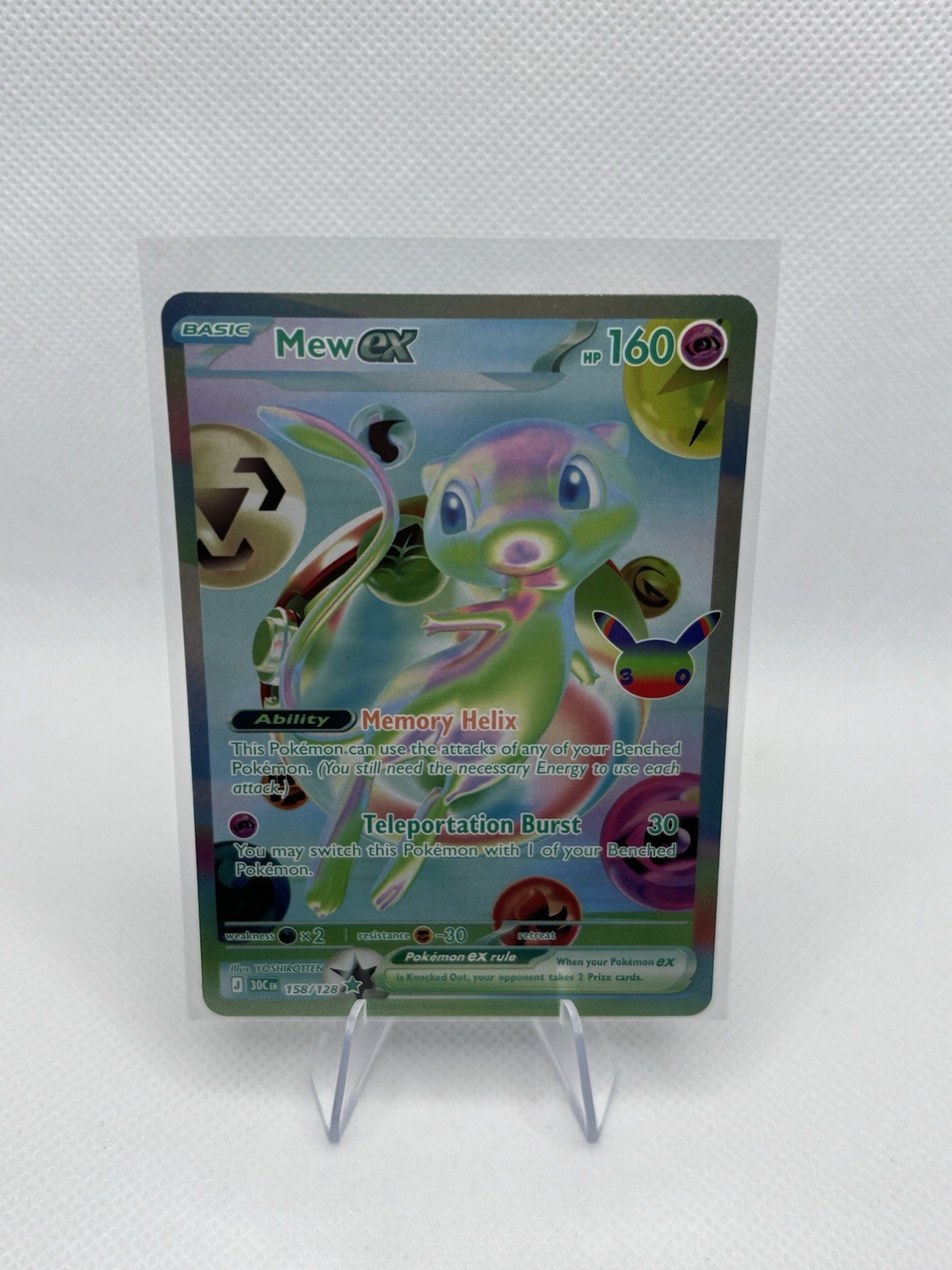 Mew EX 158/128 Futuristic Rare Pokemon 30th Anniversary Celebration Near Mint