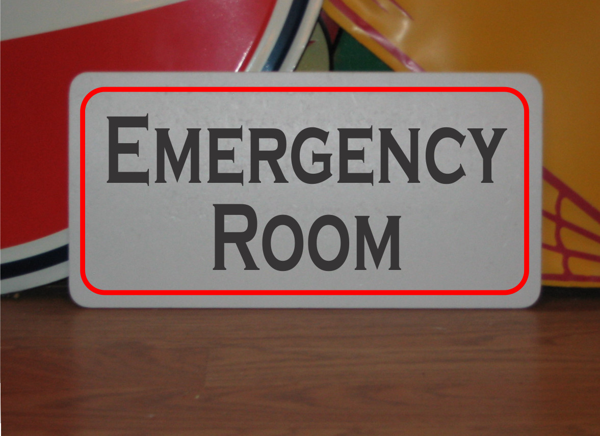 Red Border EMERGENCY ROOM Metal Sign