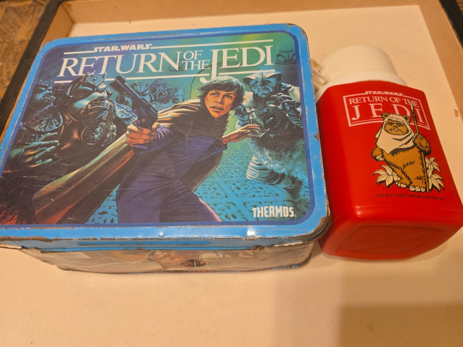 1983 STAR WARS RETURN OF THE JEDI LUNCHBOX AND THERMOS 