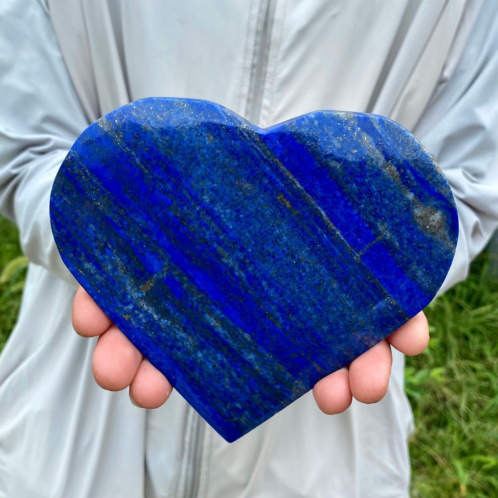 442G Natural Lapis Lazuli Heart Crystal Energy Healing Wealth Attraction Decor