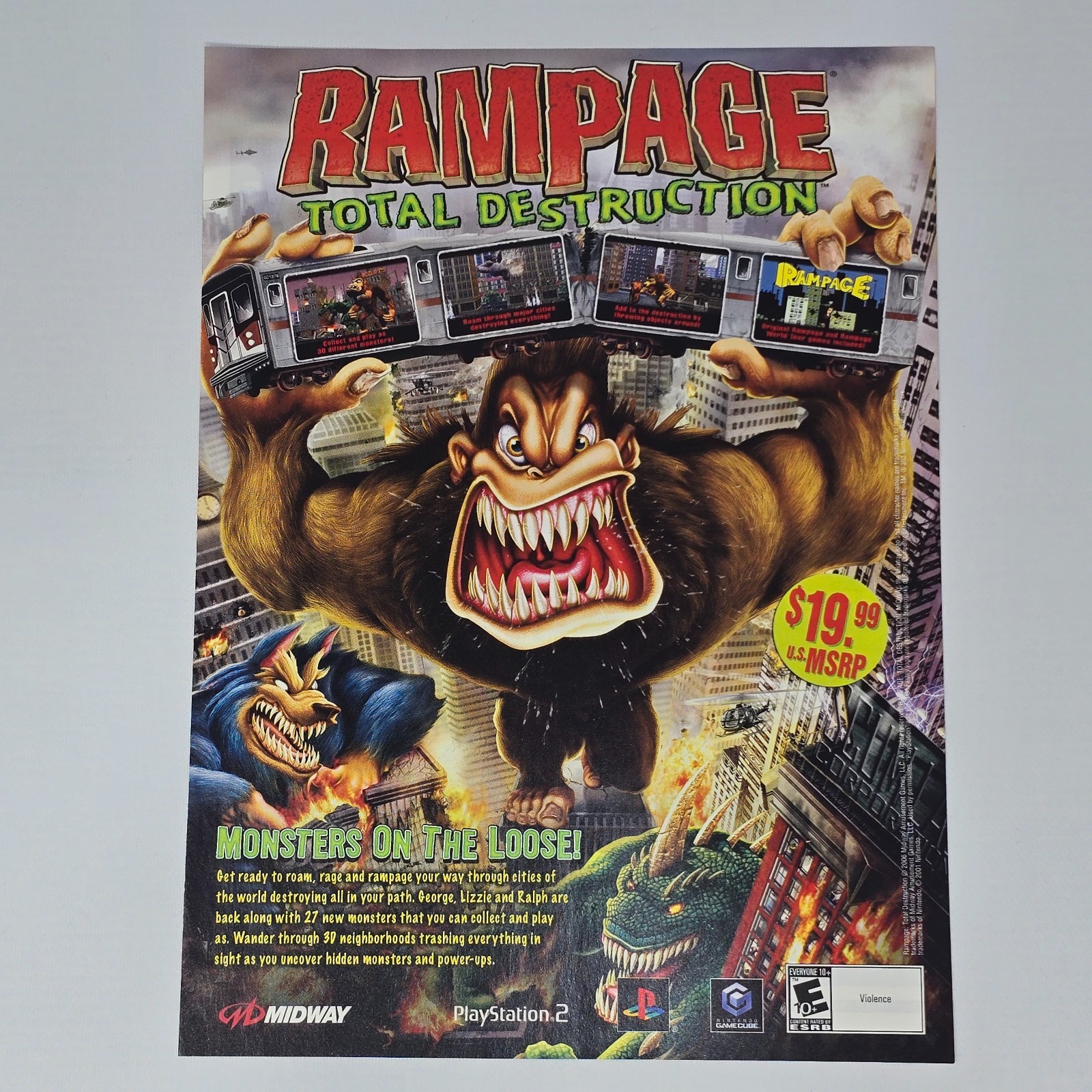 Rampage Total Destruction PS2 GameCube Monsters Print Ad/Poster Promo Art
