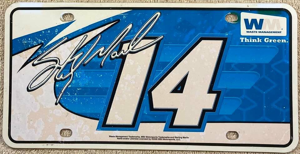Nascar 14 Driver Booster License Plate Plastic Waste Management Sterling Marlin
