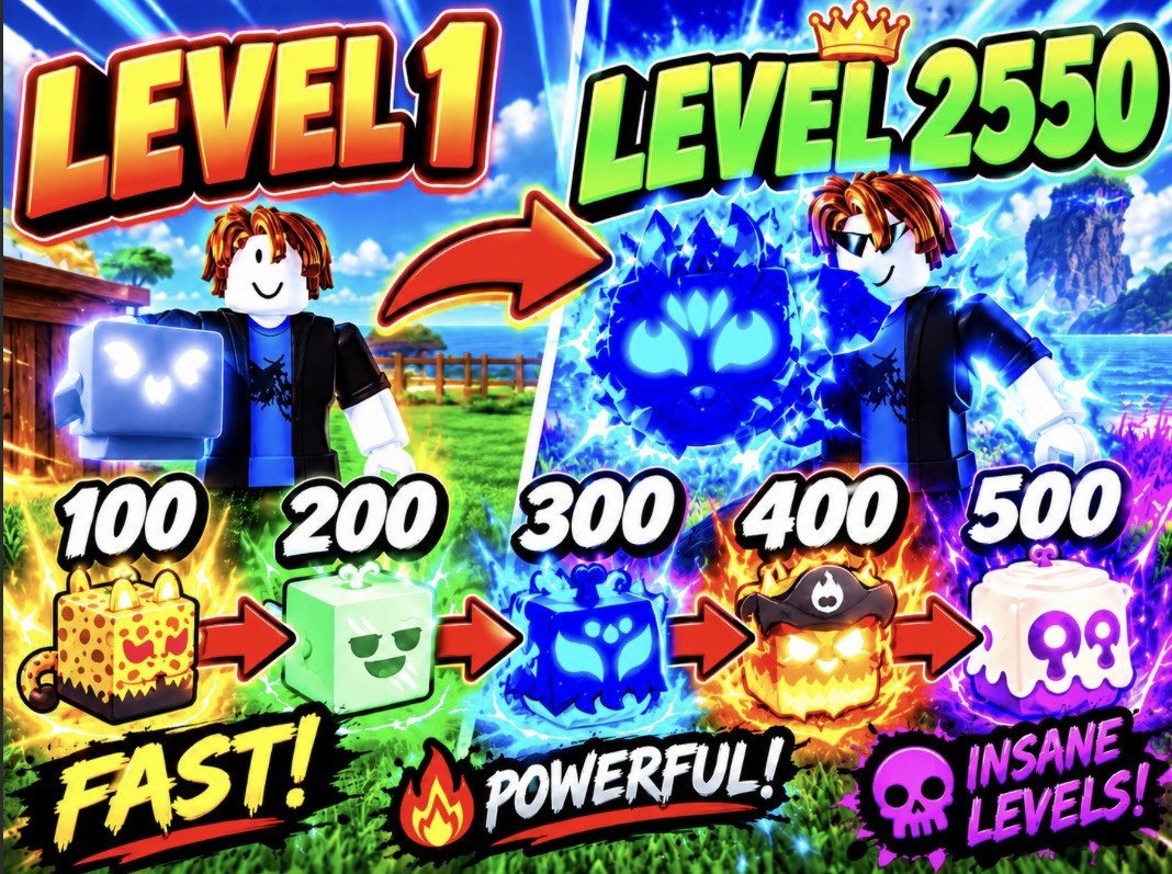 Bloxfruits pay 2 grind Level 1-2550 Fast OP Insane Pets