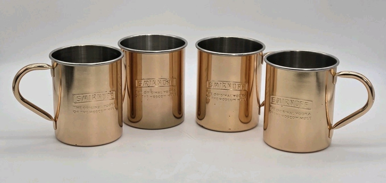 Smirnoff The Original Vodka Of The Moscow Mule Copper & Stainless Steel Mug 4pc