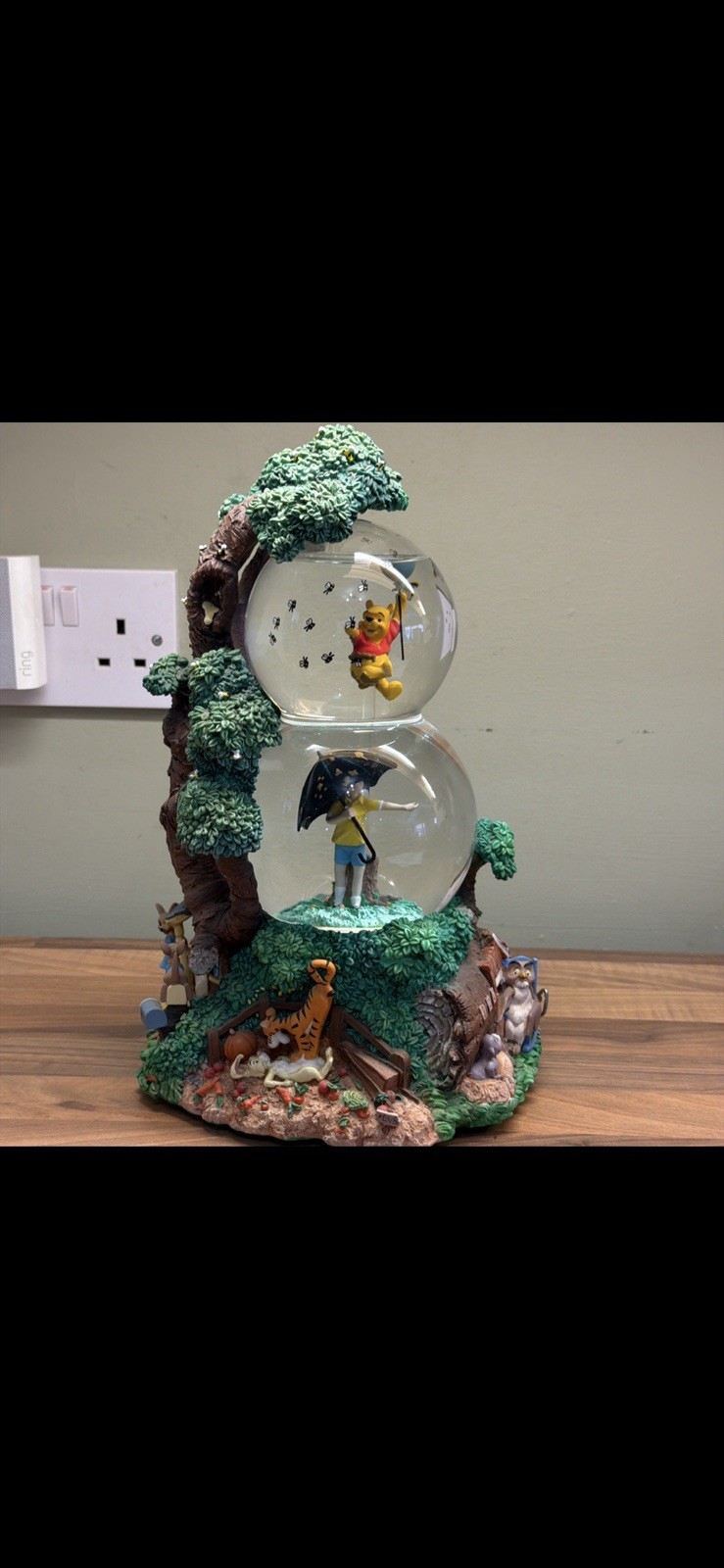 Disney Winnie The Pooh Christopher Robin Two Tier Snow Globe Vintage Rare Large