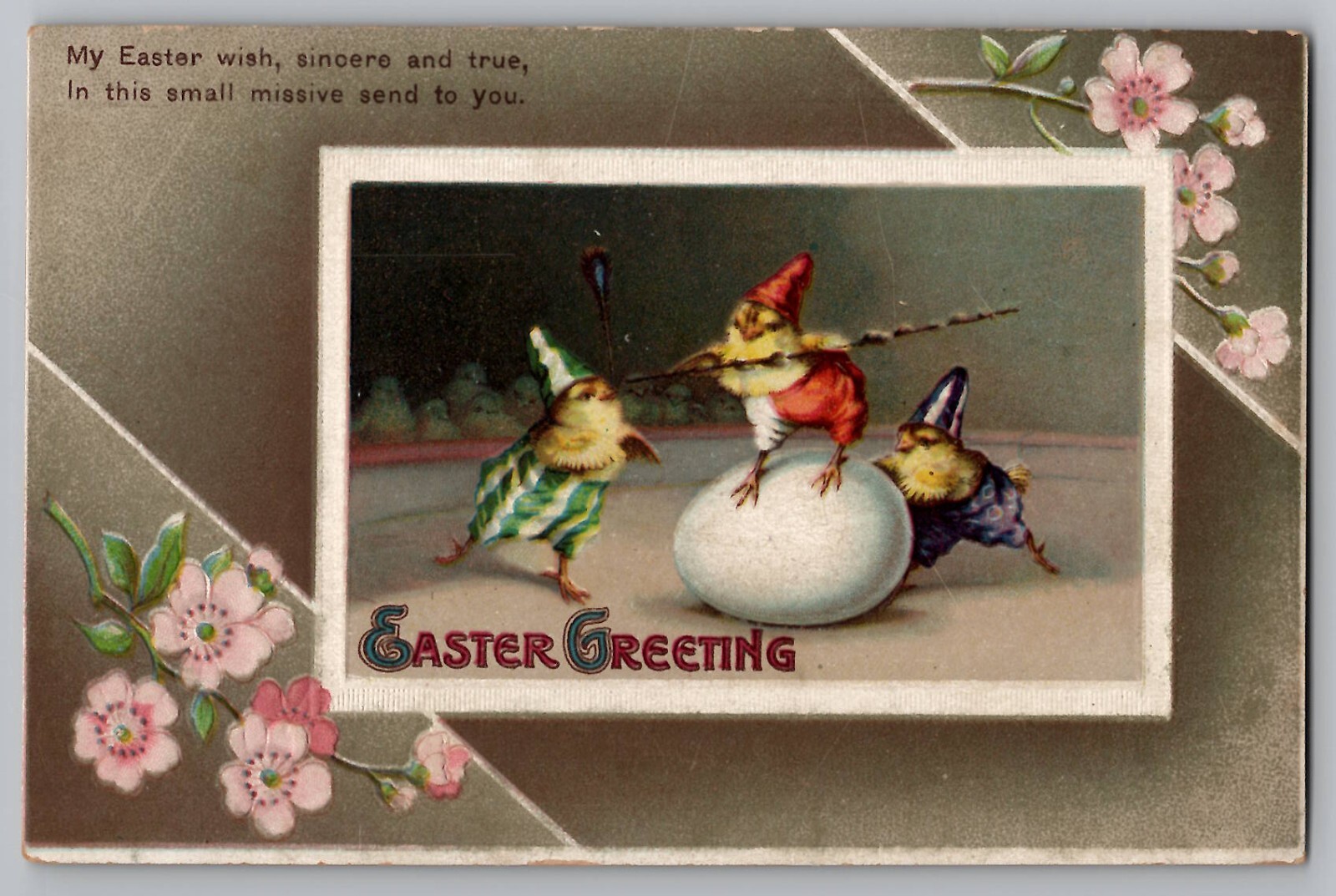 Easter Anthropomorphic U/S Clapsaddle Dressed Chicks Circus Fantasy Postcard
