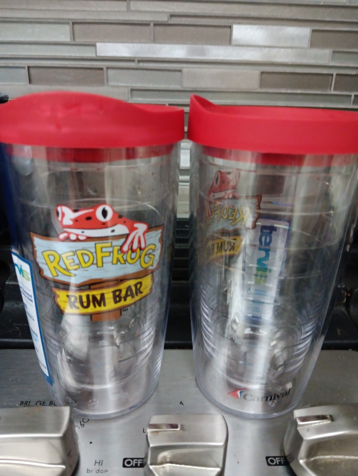 Tervis 16oz Tumbler Carnival Cruise Lines Red Frog Rum 2 Insulated Bar Cups/Lids